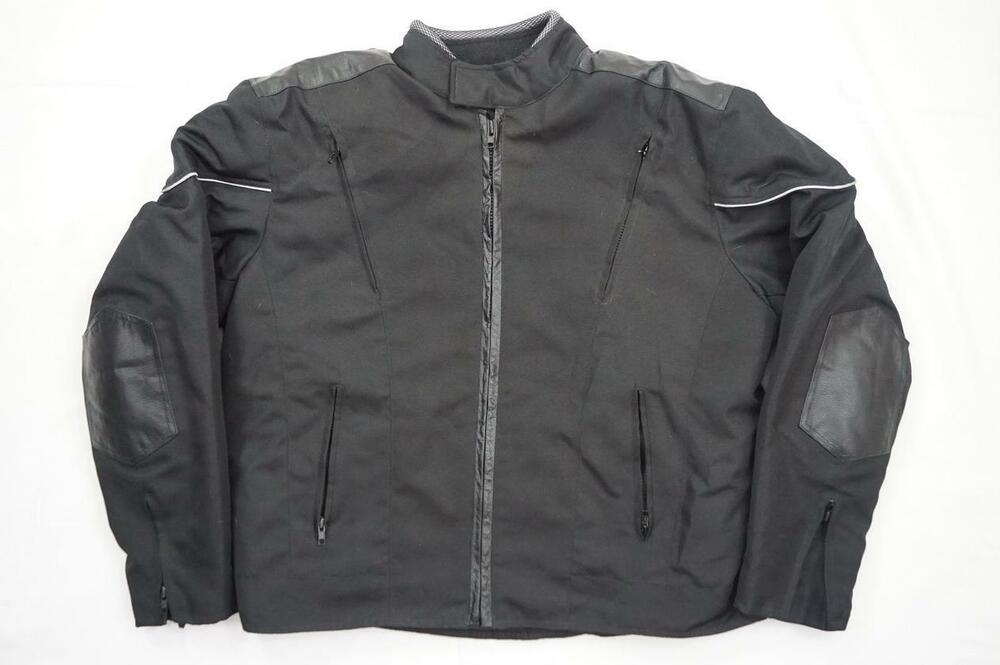 ZONY INC USED MEN 50 BLACK FABRIC PADDED MOTORCYCLE JACKET REMOVABLE LINING